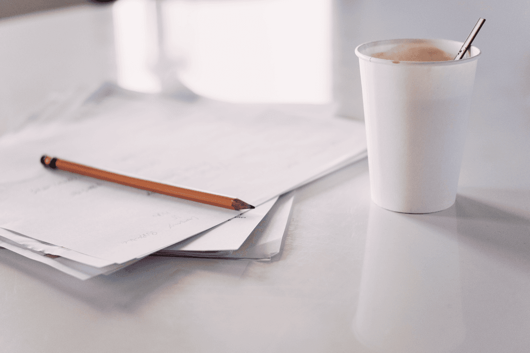 A pile of paper on a table