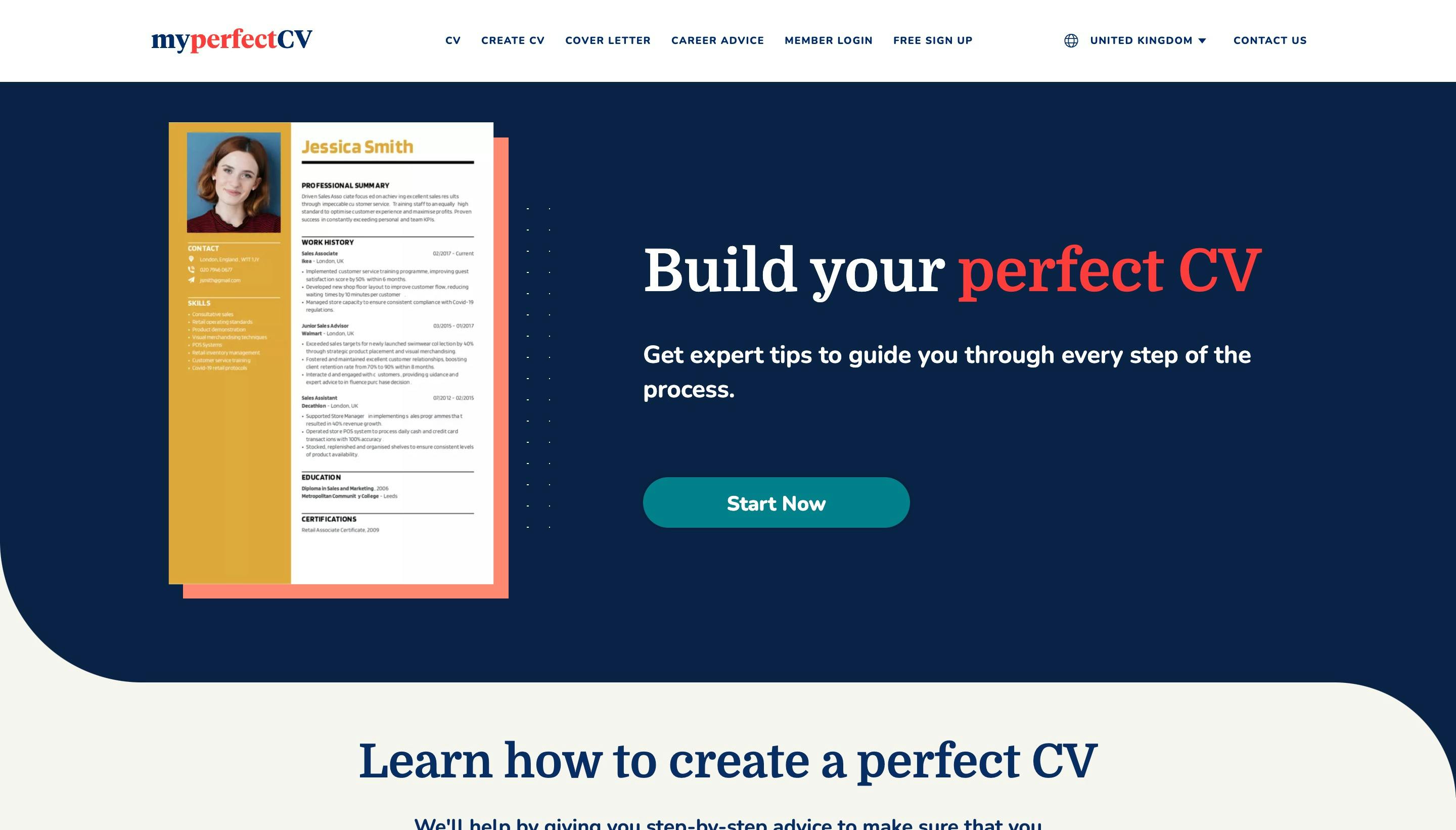 My Perfect CV website